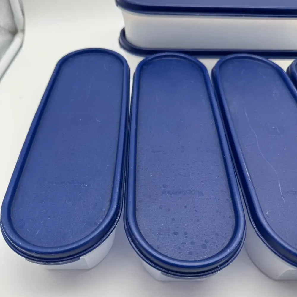 6 Tupperware Modular Mate Oval Container Blue Lid 2399A-3